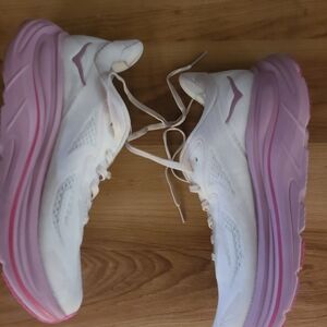 Hoka White and Pink Running Shoes